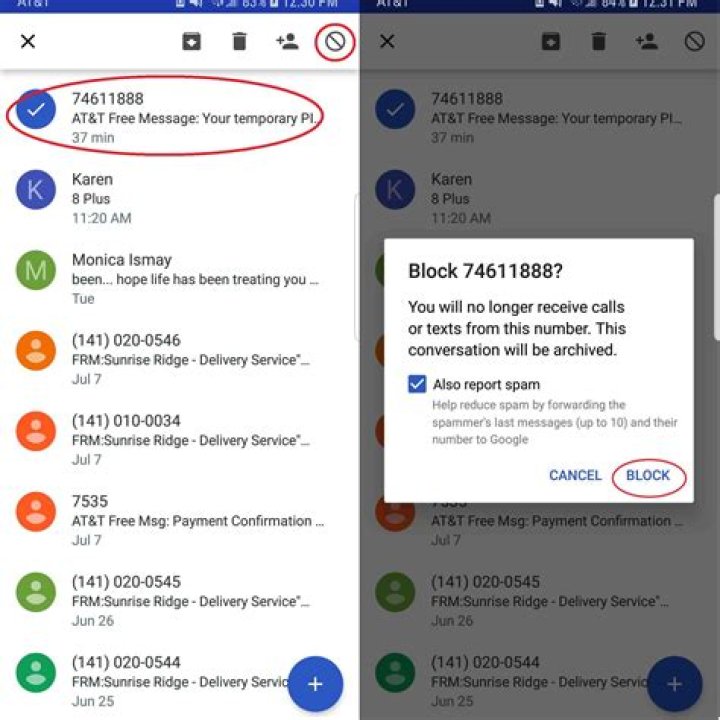 block text messages